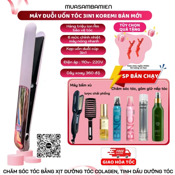 Máy duỗi tóc, kẹp thẳng, ép tóc, uốn cúp xoăn lọn đa năng Koremi NA_8868 - Ảnh 4
