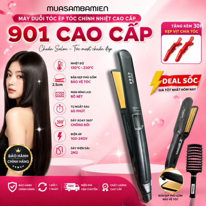 Máy duỗi tóc chỉnh nhiệt cao cấp chuẩn salon tóc máy duỗi tóc 801 (901) - Ảnh 2