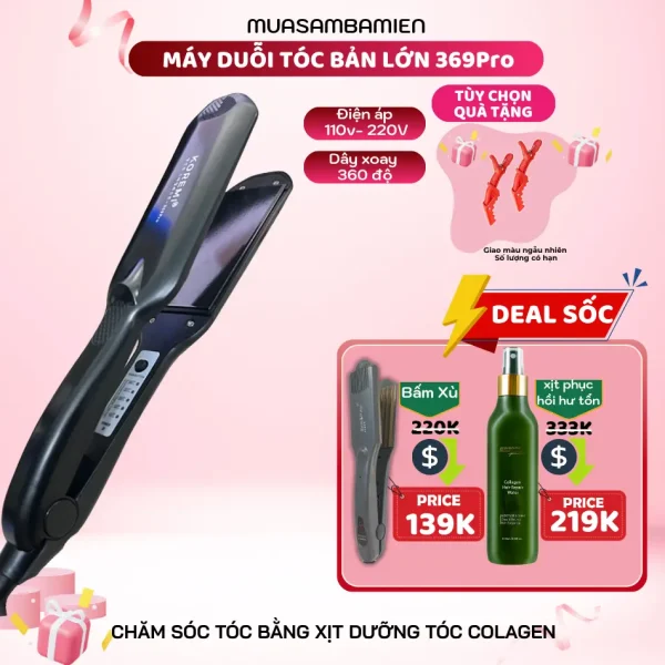 Máy duỗi tóc chỉnh nhiệt cao cấp hàn quốc Koremi 369 bản lớn