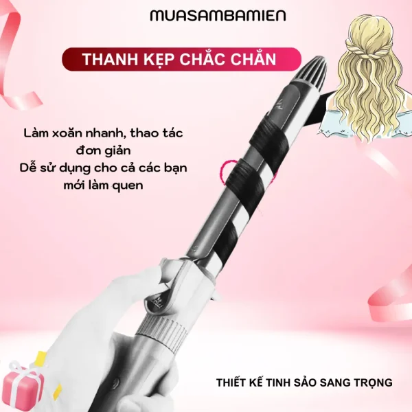 Máy uốn tóc xoăn Hàn Quốc Koremi tự xoay trục 360 độ, máy làm tóc xoăn lọn to, nhỏ Chuyên nghiệp cho Salon - Hình ảnh 5