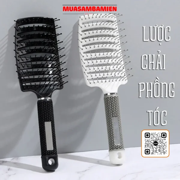 Lược Chải Tóc Gỡ Rối Massage Bản Lớn Cong. Bí Quyết Cho Mái Tóc Suôn Mượt - Hình ảnh 5