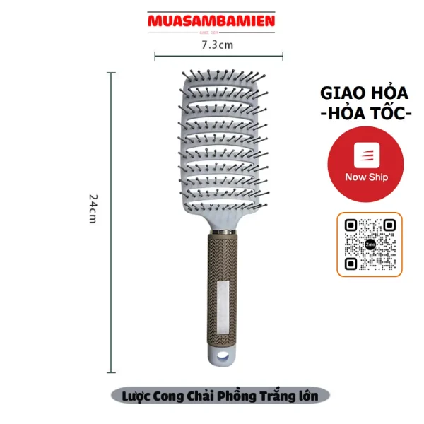 Lược Chải Tóc Gỡ Rối Massage Bản Lớn Cong. Bí Quyết Cho Mái Tóc Suôn Mượt - Hình ảnh 3