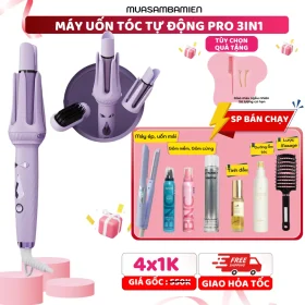 Máy uốn tóc xoăn tự động  3IN1 cấp phủ gốm sứ tourmaline bảo vệ tóc, uốn tự động xoăn lọn Koremi
