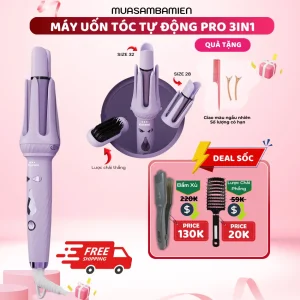 Máy uốn tóc xoăn tự động cao 3IN1 cấp phủ gốm sứ tourmaline bảo vệ tóc, uốn tự động xoăn lọn Koremi