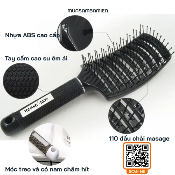 Lược chải tóc, Lược chải phồng tóc masage Tomako B275 cao cấp - Hình ảnh 4