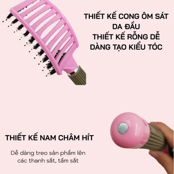 Lược chải tóc B275 có lông mềm, Gỡ rối nhẹ nhàng, massage thư giãn, tạo kiểu chuẩn salon - Ảnh 3