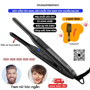 Máy Uốn Tóc Nam 1cm Chuẩn Salon, Máy Duỗi Tóc Nam Chỉnh Nhiệt