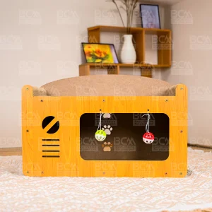 Alternative view of Nhà cho mèo 2 tầng bằng gỗ MDF kết hợp bàn cào móng cho mèo
