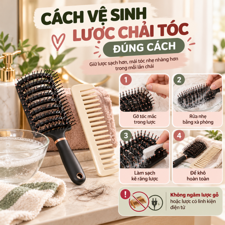 Hướng dẫn cách vệ sinh lược chải tóc đúng cách Cam nang ve sinh luoc dung cach scaled