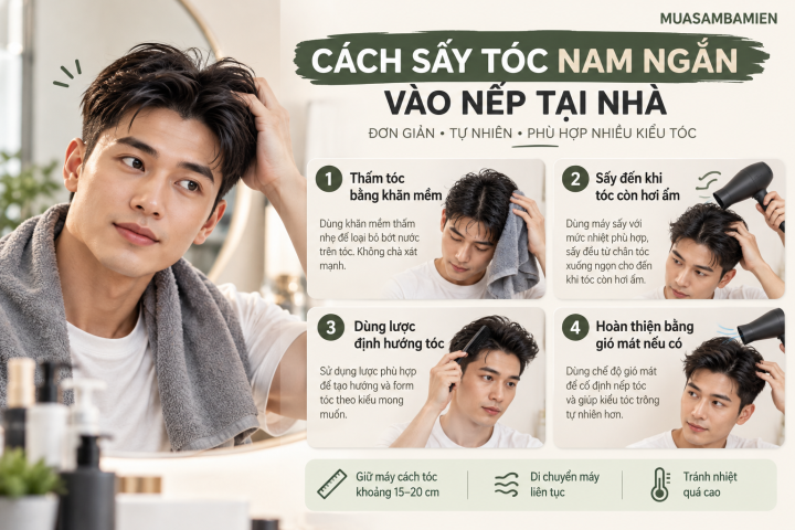 cách sấy tóc nam tại nhà, cách sấy tóc nam đẹp, cách sấy tóc nam phồng tự nhiên, máy sấy tóc nam, cách sấy tóc nam không bị xẹp