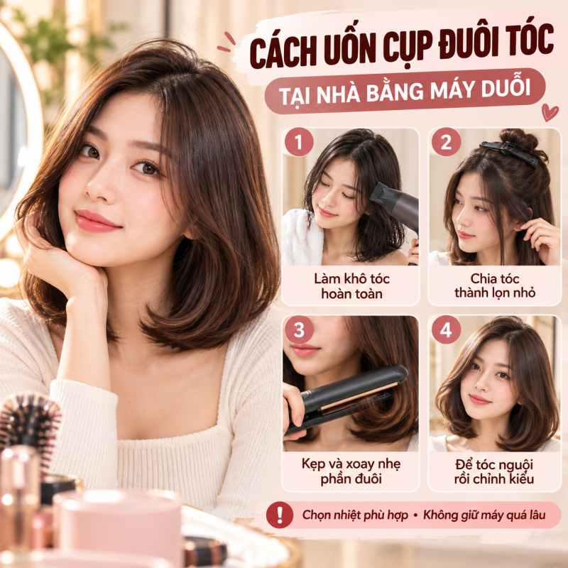 Huong Dan Uon Cup Duoi Toc Tai Nha