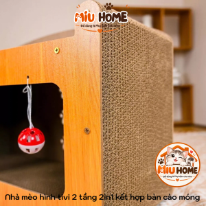 Bàn Cào móng cho mèo kết hợp nhà cho mèo tivi 2 tầng gỗ 2in1 vừa nhà cho mèo vừa bàn cào móng mèo - Ảnh 6